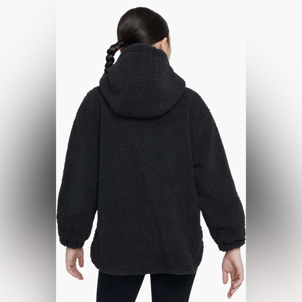 Nike Therma-FIT Faux Shearling Jacket Kids Size Small Black Sherpa Hooded NWT - Picture 5 of 9